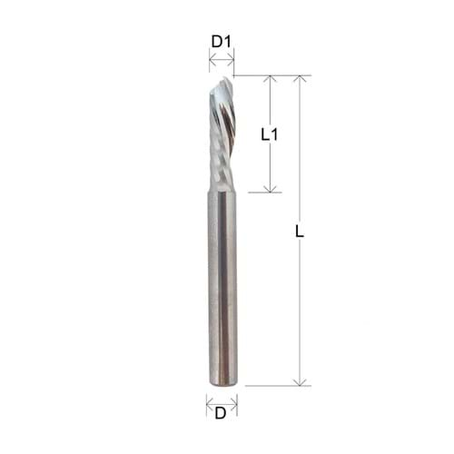 Fresa elicoidale monotagliente modello Z1-8X8X100/45