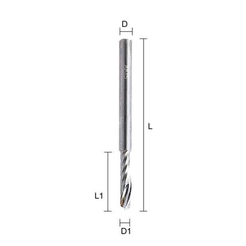 Fresa elicoidale monotagliente elica traente Z1-3X3X40/10