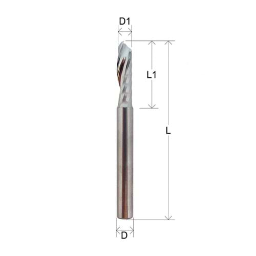 Fresa elicoidale monotagliente modello Z1-5X5X50/25