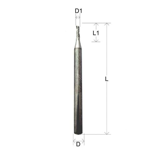 Fresa elicoidale monotagliente elica traente Z1-6X3X50/7