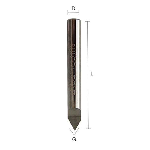 Bulino conico con inclinazione a 12° per lato in metallo duro integrale.